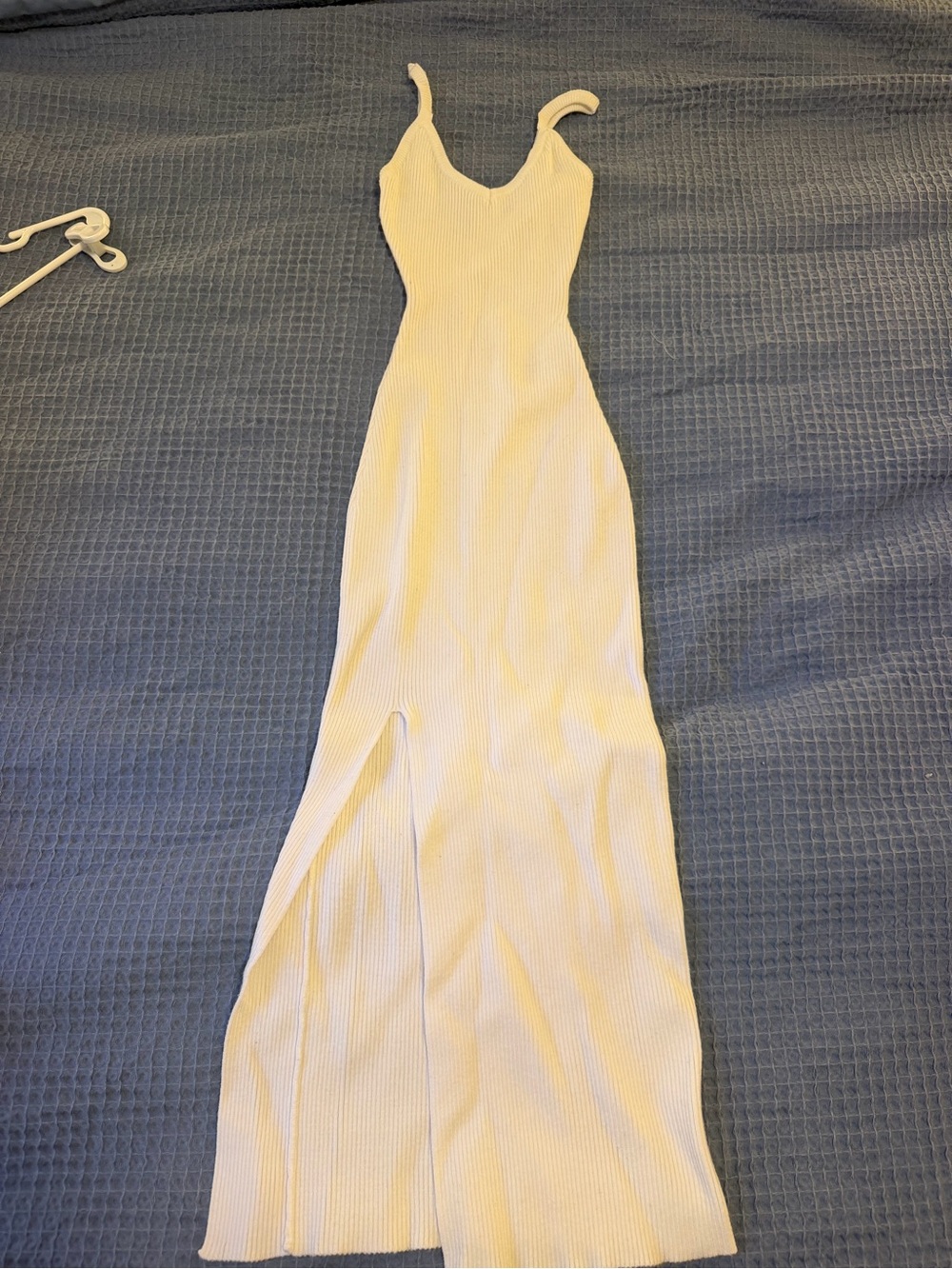 Windsor Cream Ribbed Maxi Dress with Thigh Slit